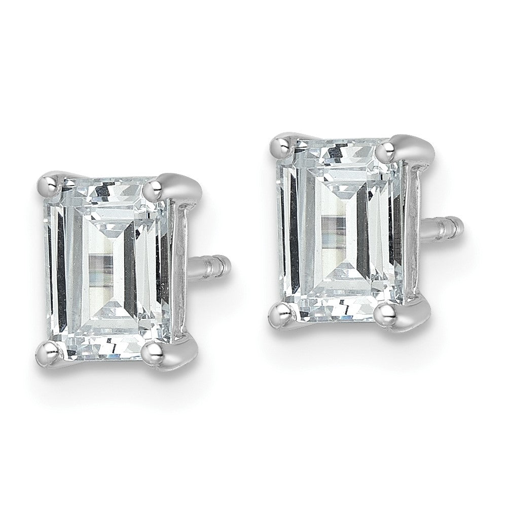 14K White Gold 2 Ctw Lab Grown Diamond Vs+ F+ Emerald 4 Prong Heavy Wt. Stud Earrings