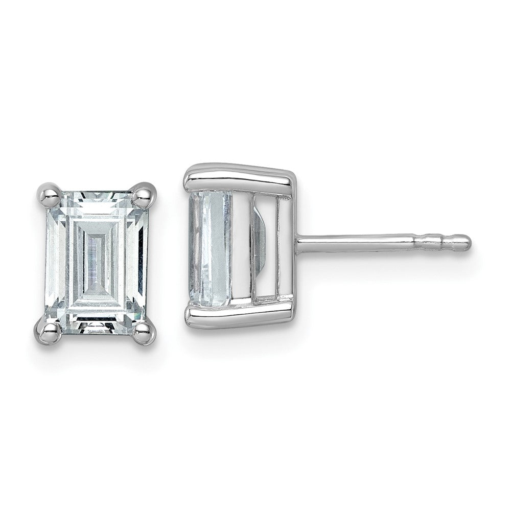 14K White Gold 3 Ctw Lab Grown Diamond Vs+ F+ Emerald 4 Prong Heavy Wt. Stud Earrings