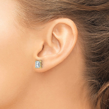 14K Yellow Gold 3 Ctw Lab Grown Diamond Vs+ F+ Emerald 4 Prong Heavy Wt. Stud Earrings