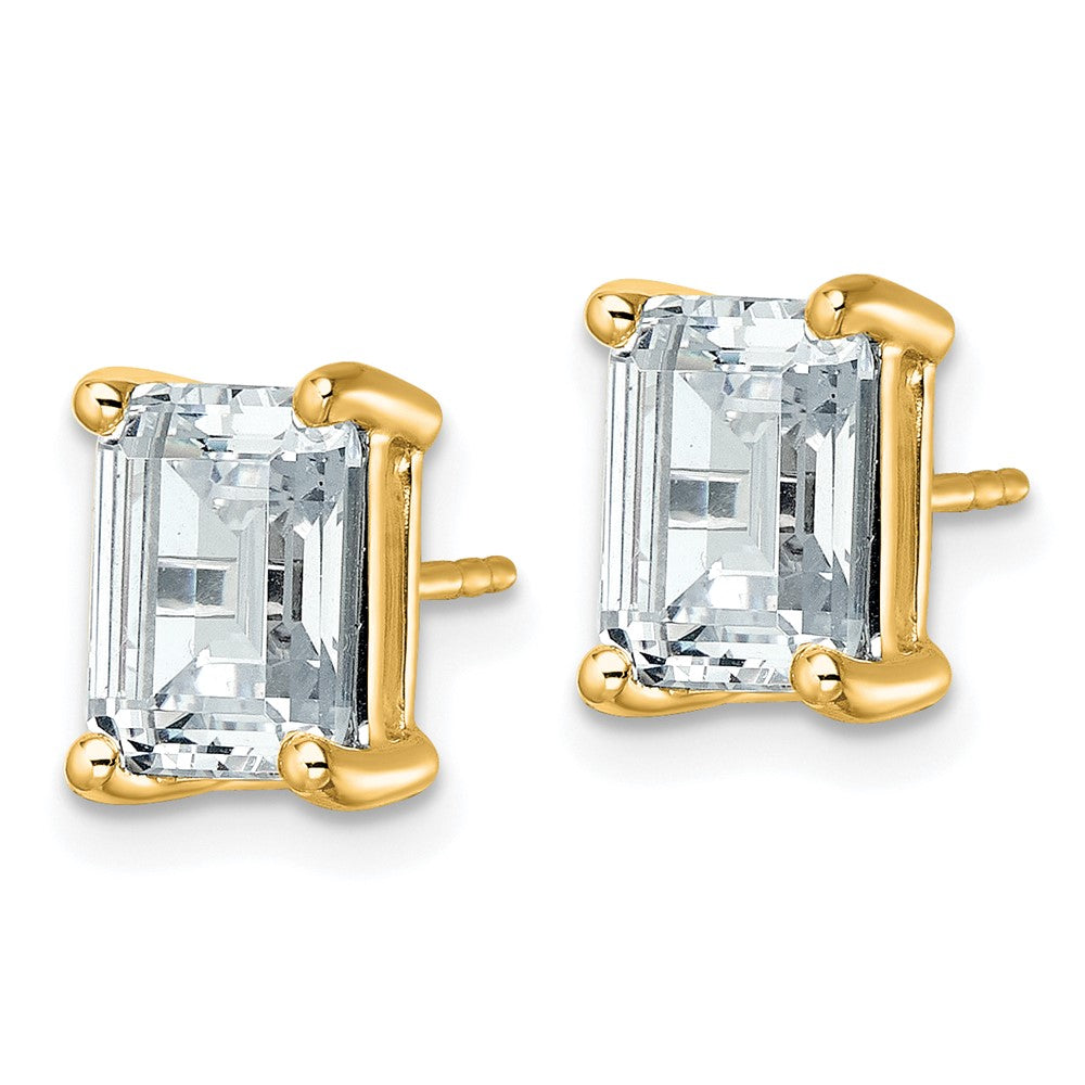 14K Yellow Gold 4 Ctw Lab Grown Diamond Vs+ F+ Emerald Prong Heavy Wt. Stud Earrings