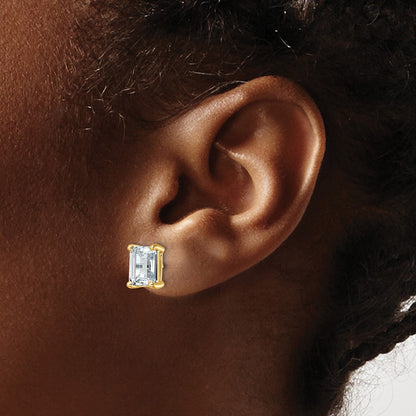 14K Yellow Gold 4 Ctw Lab Grown Diamond Vs+ F+ Emerald Prong Heavy Wt. Stud Earrings