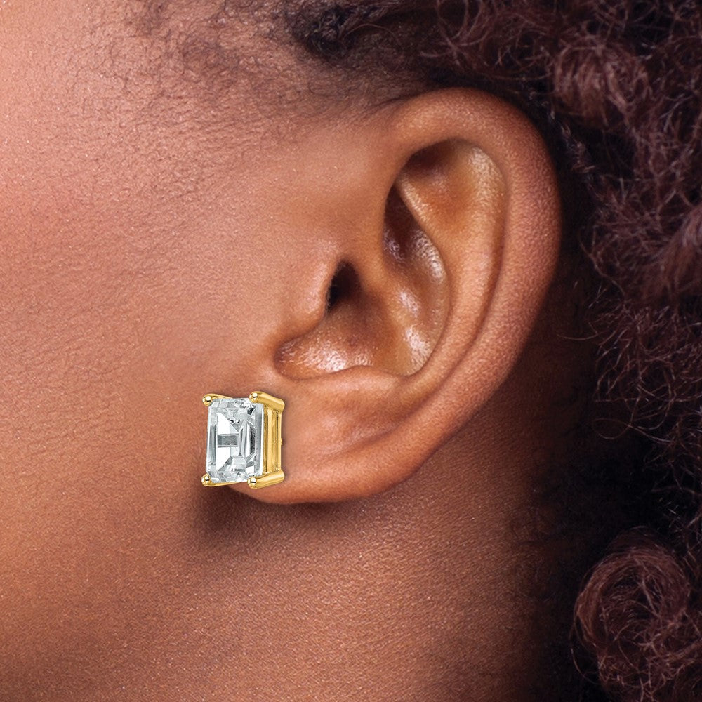 14K Yellow Gold 6 Ctw Lab Grown Diamond Vs+ F+ Emerald 4 Prong Heavy Wt. Stud Earrings