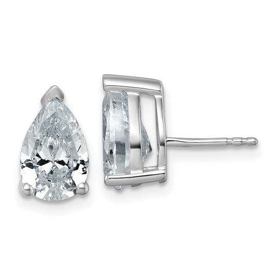 14K White Gold 4 Ctw Lab Grown Diamond Vs+ F+ Pear Prong Heavy Wt. Stud Earrings
