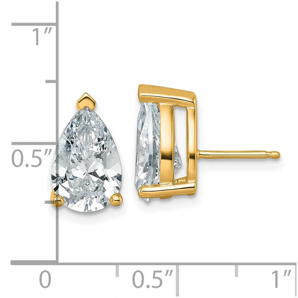 14K Yellow Gold 6 Ctw Lab Grown Diamond Vs+ F+ Pear 4 Prong Heavy Wt. Stud Earrings