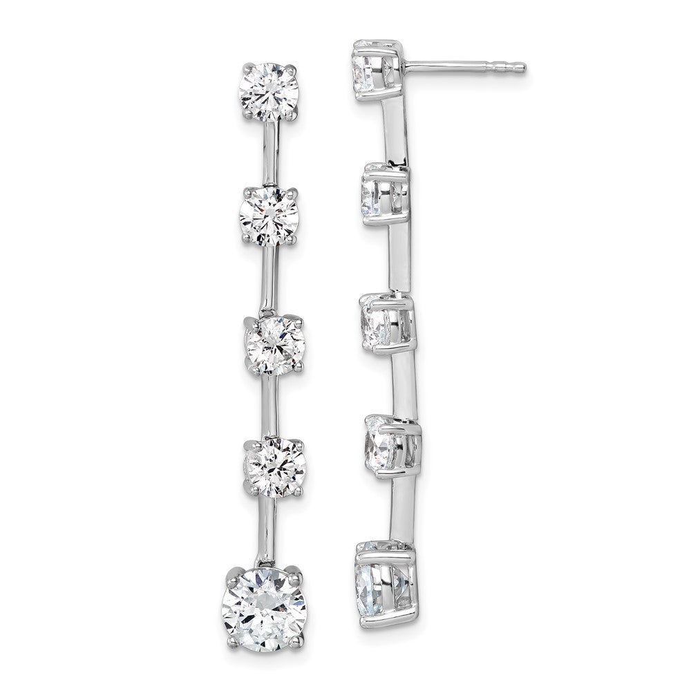 14K White Gold True Origin Round 5 Carat Lab Grown Diamond Vs Def Post Dangle Earrings