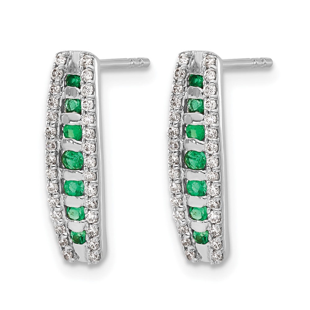 14k White Gold 1/3 Ct. Lab Grown Diamond VS/SI+ G+ and Created Emerald Fashion Post Earrings