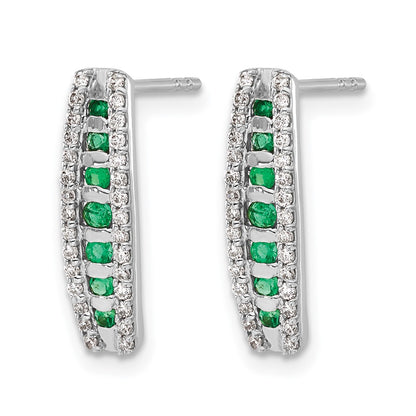 14k White Gold 1/3 Ct. Lab Grown Diamond VS/SI+ G+ and Created Emerald Fashion Post Earrings