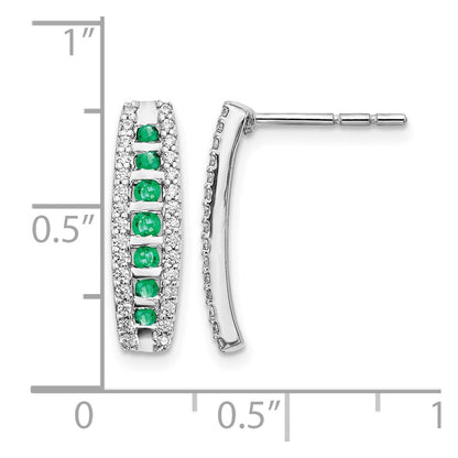 14k White Gold 1/3 Ct. Lab Grown Diamond VS/SI+ G+ and Created Emerald Fashion Post Earrings