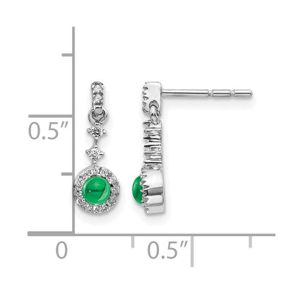 14k White Gold 1/6 Ct. Lab Grown Diamond VS/SI+ G+ and Created Emerald Dangle Post Earrings