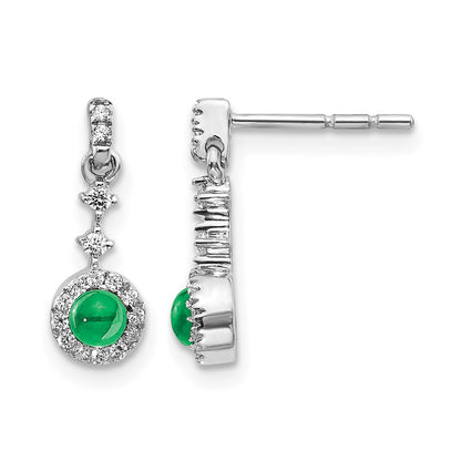14k White Gold 1/6 Ct. Lab Grown Diamond VS/SI+ G+ and Created Emerald Dangle Post Earrings
