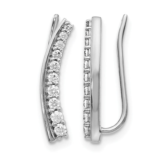 14k White Gold 1/3 Ct. Lab Grown Diamond VS/SI+ G+ Ear Climber Earrings