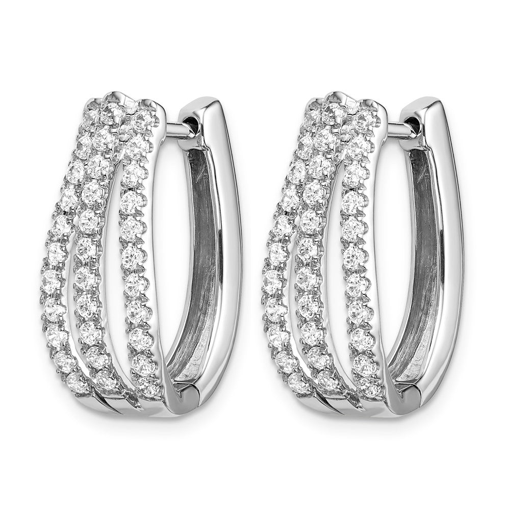 14k White Gold 1 Ct. Lab Grown Diamond VS/SI+ G+ Hinged Hoop Earrings