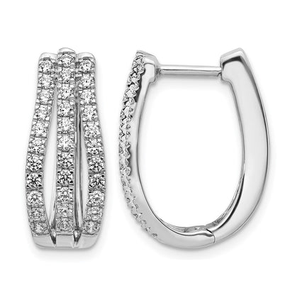 14k White Gold 1 Ct. Lab Grown Diamond VS/SI+ G+ Hinged Hoop Earrings