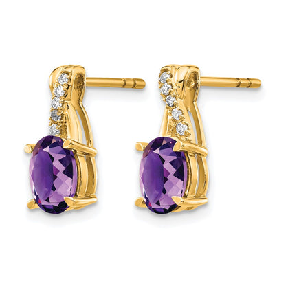 10K Yellow Gold Amethyst And Diamond Earrings
