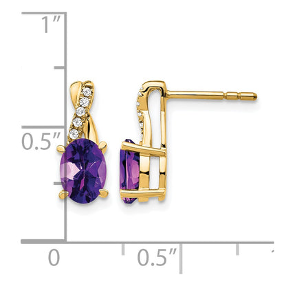10K Yellow Gold Amethyst And Diamond Earrings