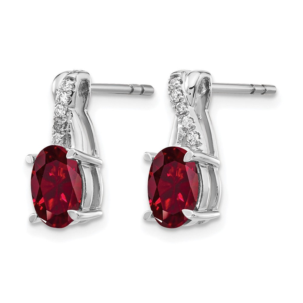 10K White Gold Ruby And Diamond Earrings