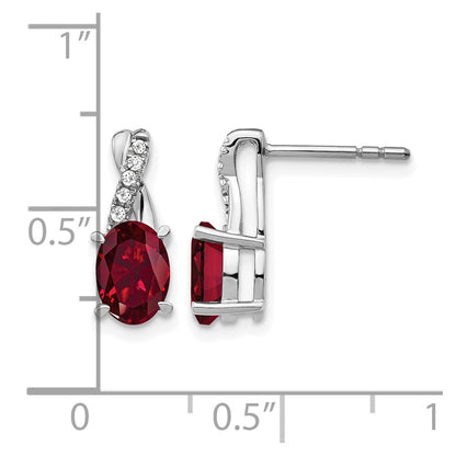 10K White Gold Ruby And Diamond Earrings