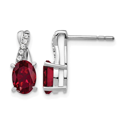 10K White Gold Ruby And Diamond Earrings