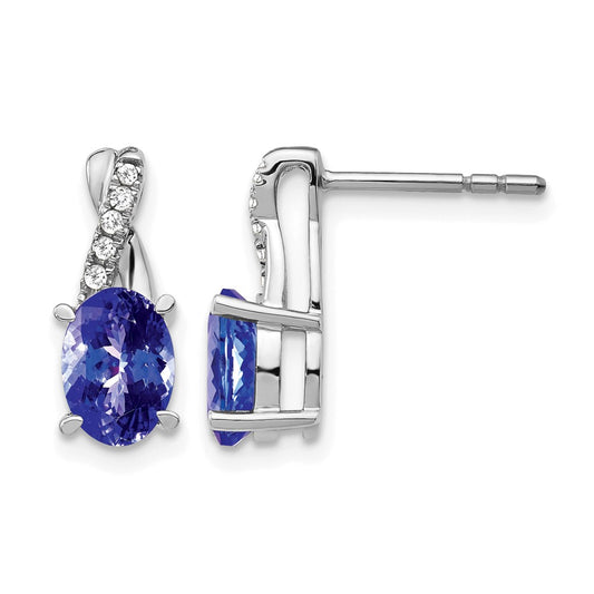 14K White Gold Tanzanite And Diamond Earrings