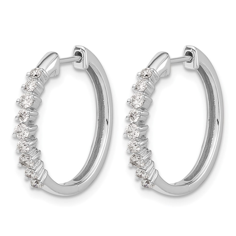 14k White Gold 1/2 Ct. Lab Grown Diamond VS/SI+ G+ Hinged Hoop Earrings