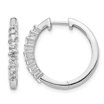 14k White Gold 1/2 Ct. Lab Grown Diamond VS/SI+ G+ Hinged Hoop Earrings