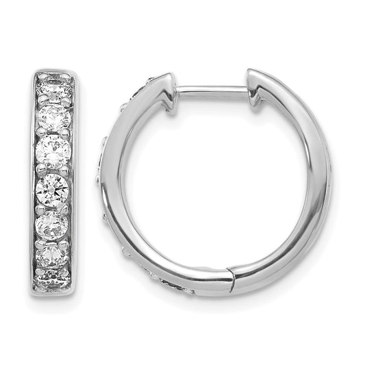 14k White Gold 1 Ct. Lab Grown Diamond VS/SI+ G+ Hinged Hoop Earrings