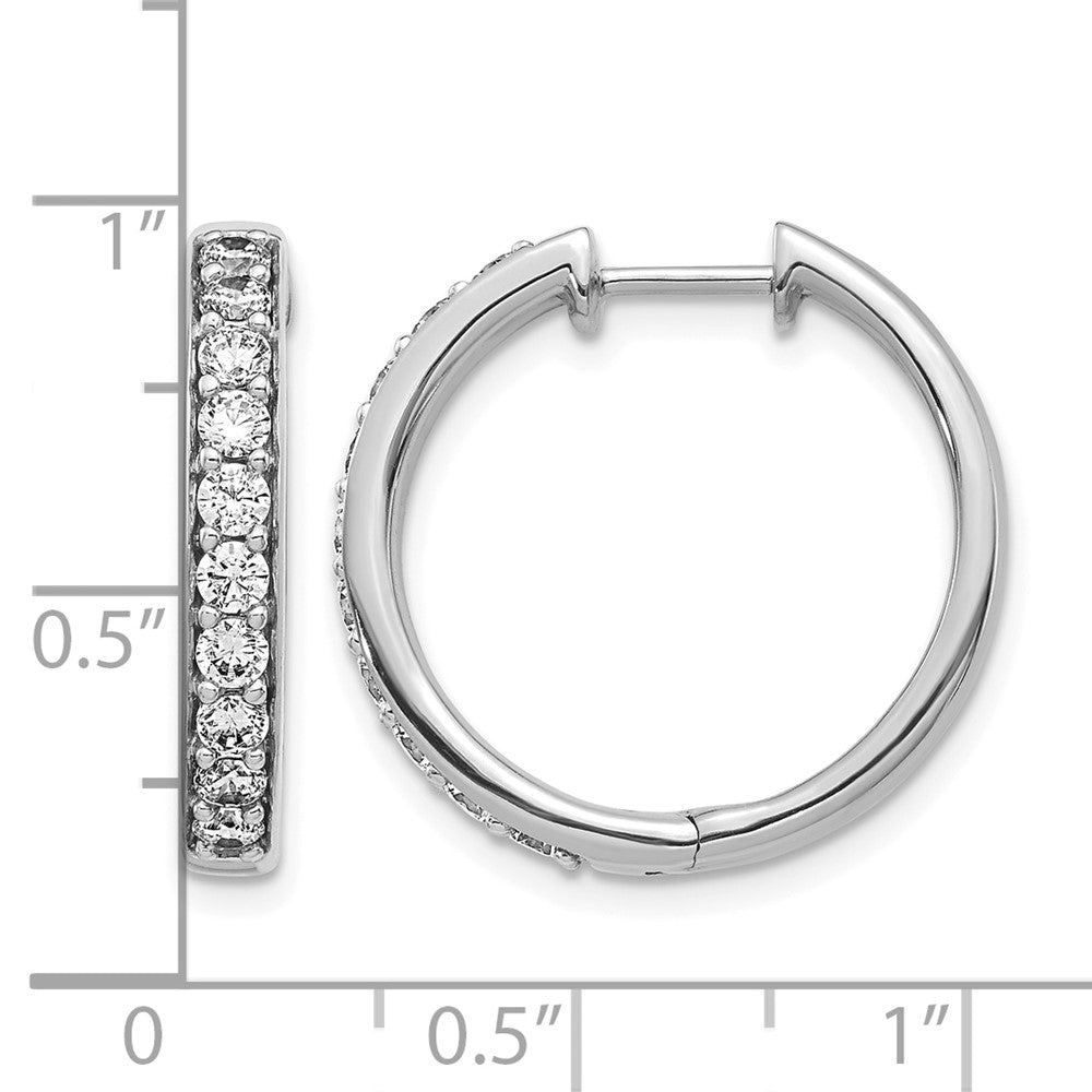 14k White Gold 1 Ct. Lab Grown Diamond VS/SI+ G+ Hinged Hoop Earrings