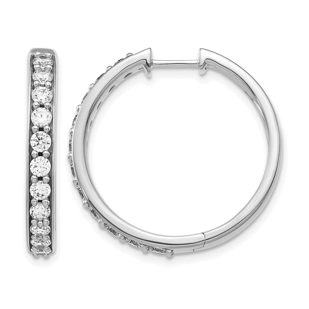 14k White Gold 1 1/2 Ct. Lab Grown Diamond VS/SI+ G+ Hinged Hoop Earrings