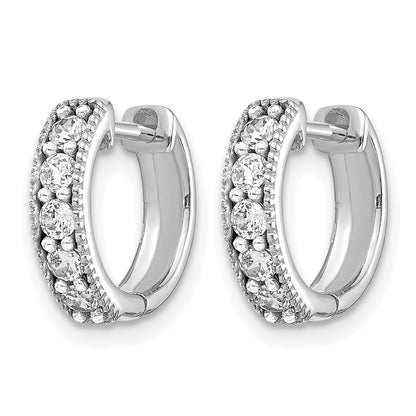 14k White Gold 1/3 Ct. Lab Grown Diamond VS/SI+ G+ Miligrain Hinged Hoop Earrings