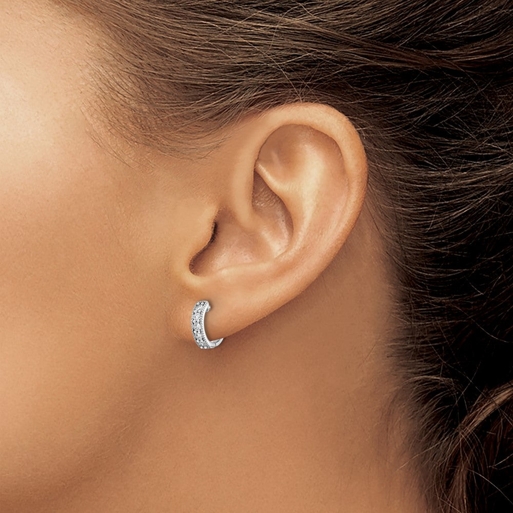 14k White Gold 1/3 Ct. Lab Grown Diamond VS/SI+ G+ Miligrain Hinged Hoop Earrings