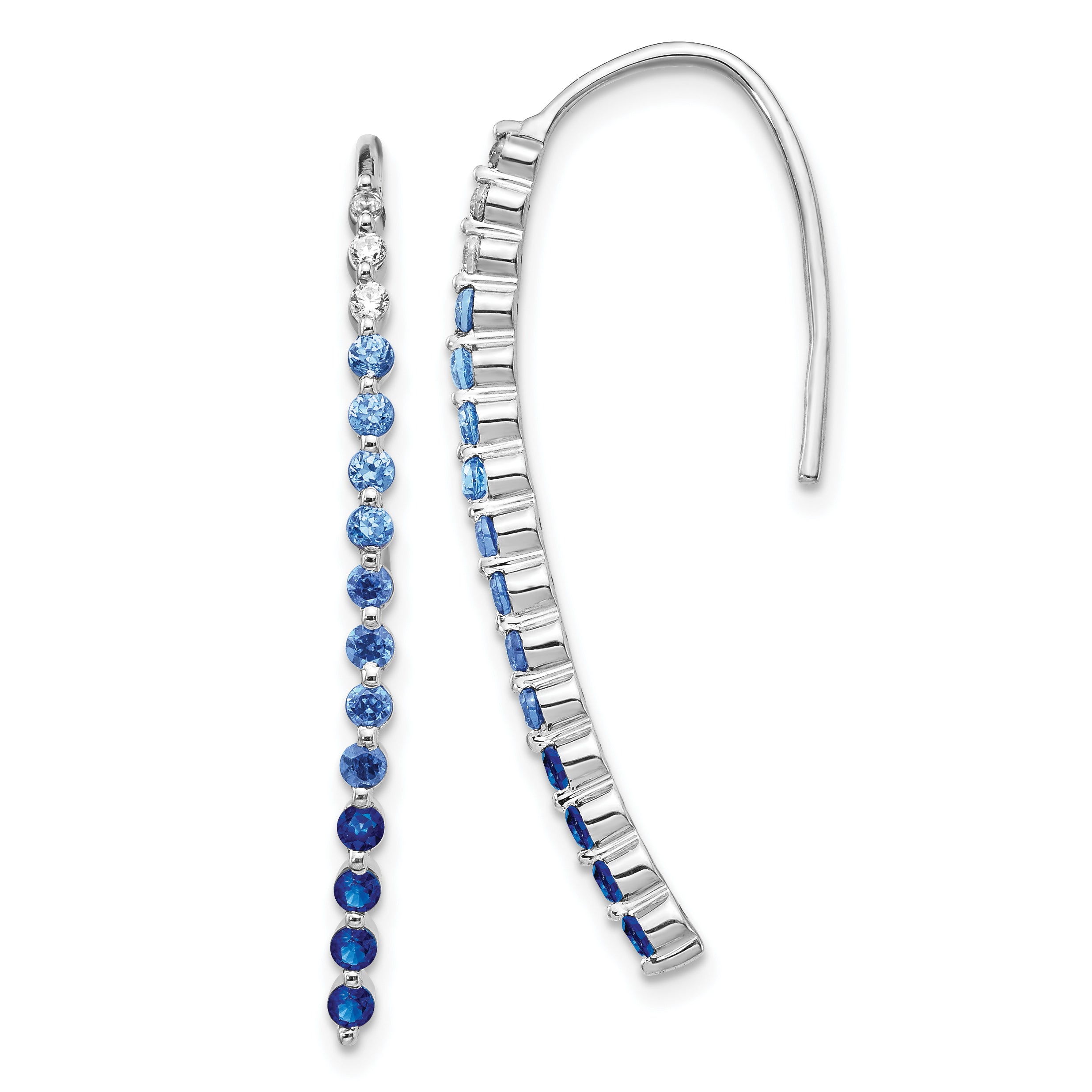 10K White Gold Diamond And Sapphire Earrings