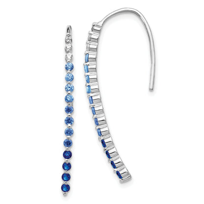 10K White Gold Diamond And Sapphire Earrings