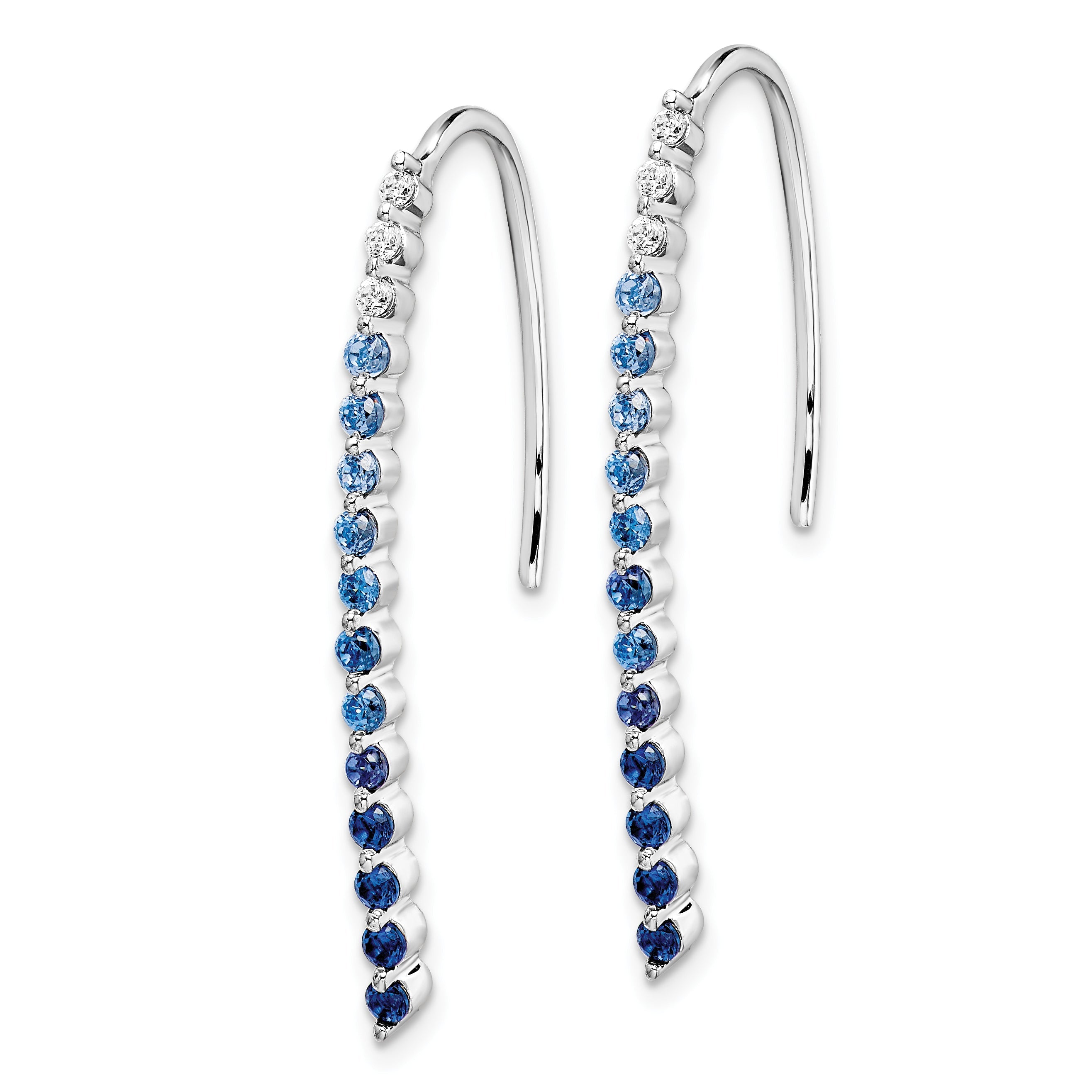 10K White Gold Diamond And Sapphire Earrings