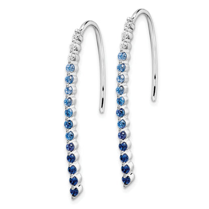 10K White Gold Diamond And Sapphire Earrings