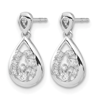 14k White Gold 1/6 Ct. Lab Grown Diamond VS/SI+ G+ Dangle Teardrop Post Earrings