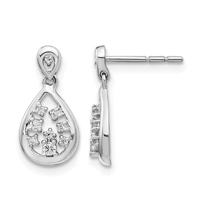 14k White Gold 1/6 Ct. Lab Grown Diamond VS/SI+ G+ Dangle Teardrop Post Earrings