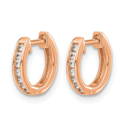 14k Rose Gold 1/8 Ct. Lab Grown Diamond VS/SI+ G+ Hinged Hoop Earrings