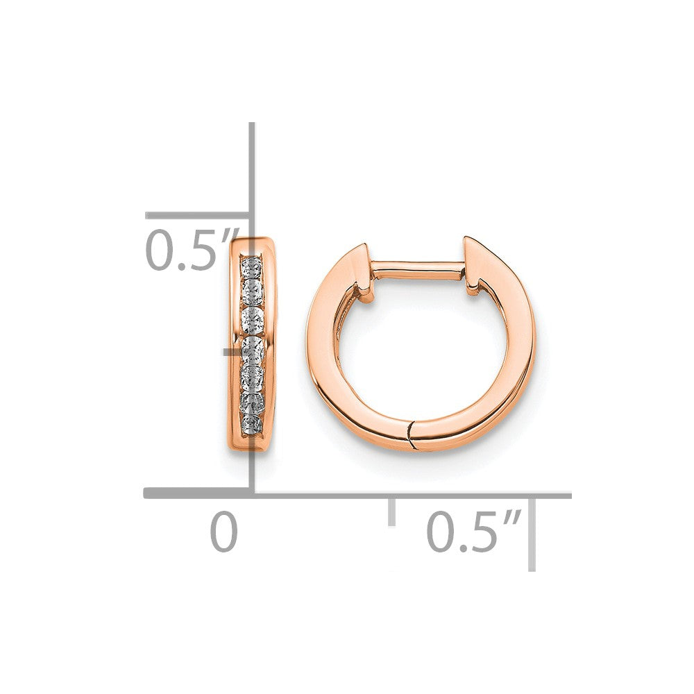 14k Rose Gold 1/8 Ct. Lab Grown Diamond VS/SI+ G+ Hinged Hoop Earrings