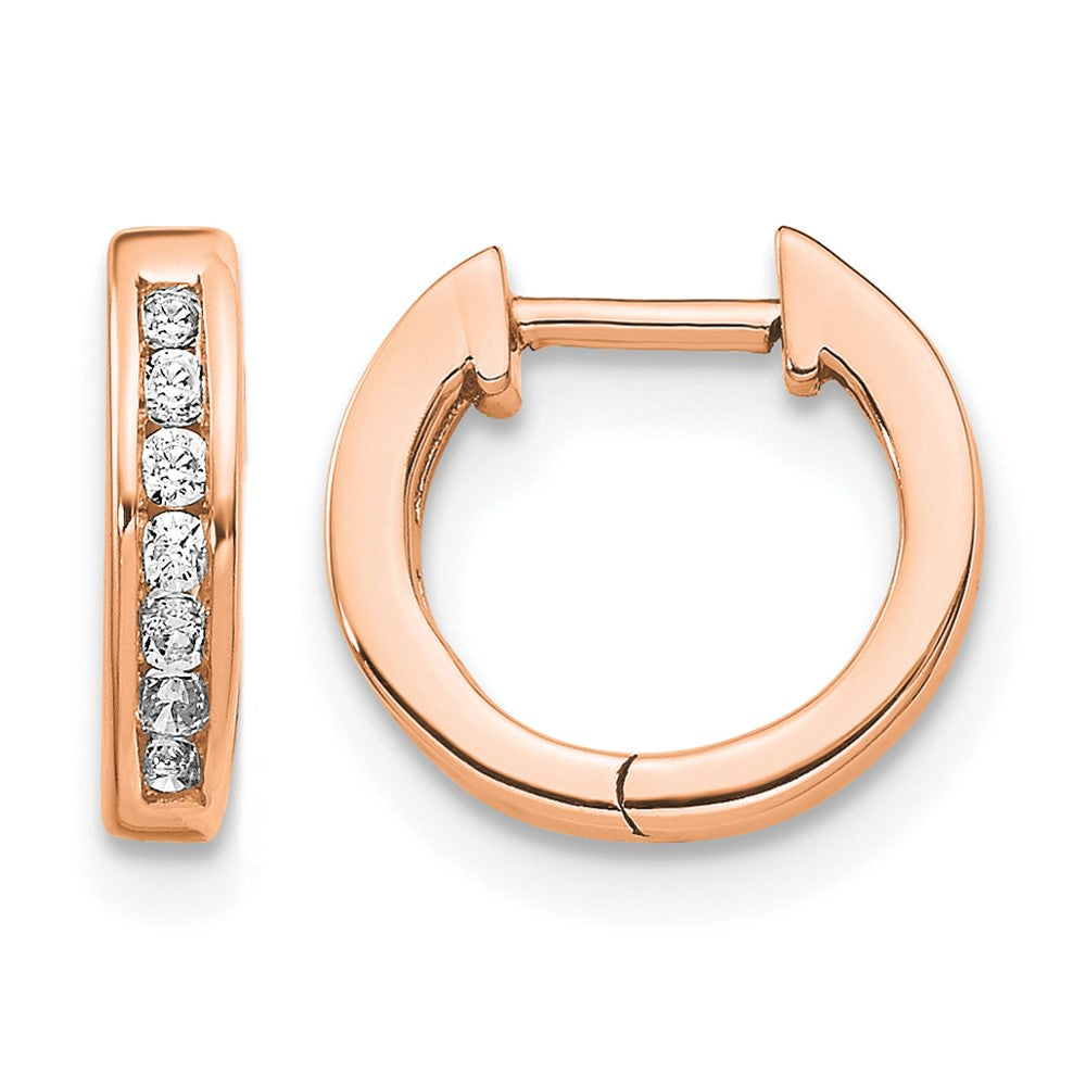 14k Rose Gold 1/8 Ct. Lab Grown Diamond VS/SI+ G+ Hinged Hoop Earrings