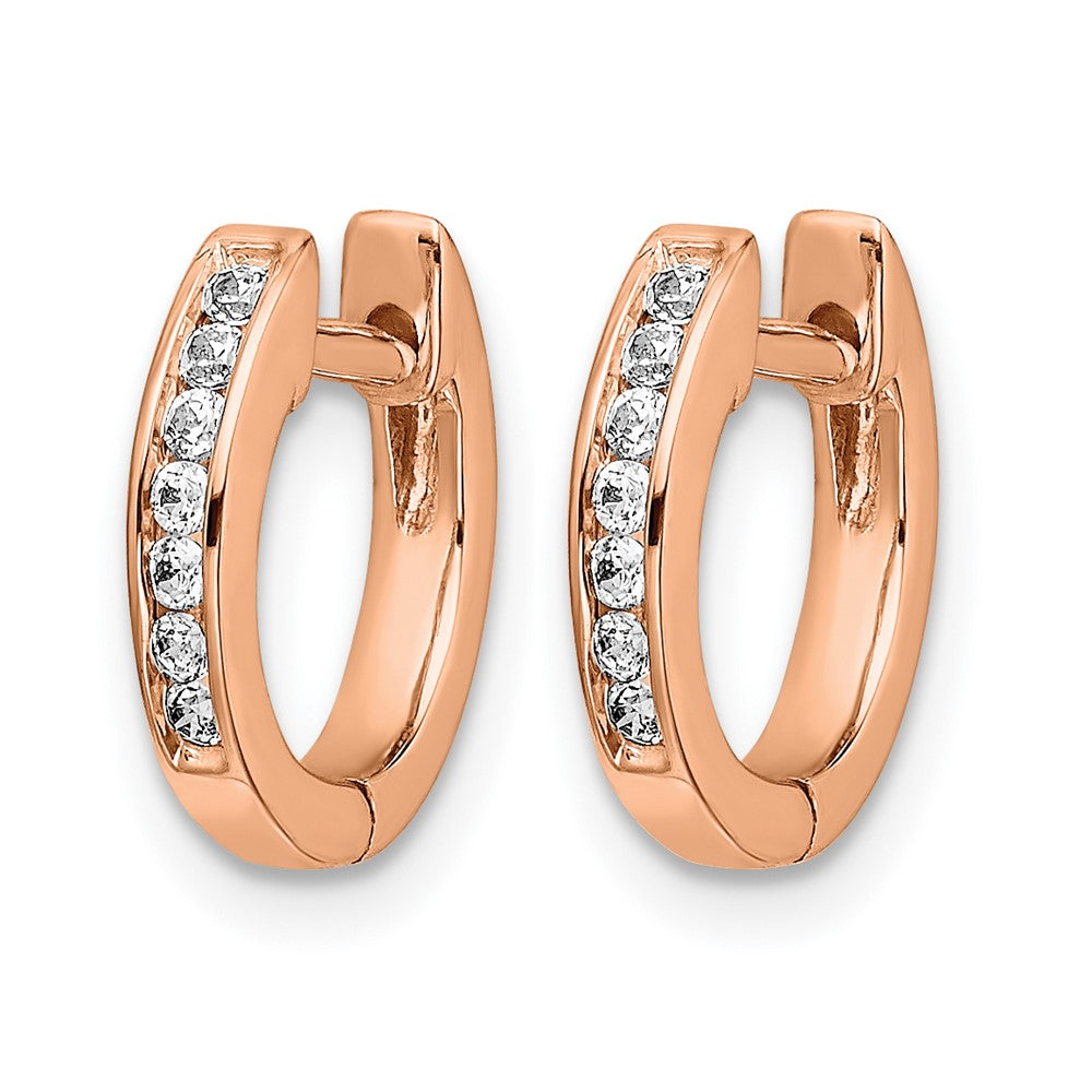 14k Rose Gold 1/8 Ct. Lab Grown Diamond VS/SI+ G+ Hinged Hoop Earrings