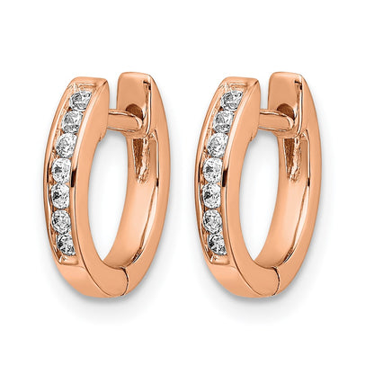 14k Rose Gold 1/8 Ct. Lab Grown Diamond VS/SI+ G+ Hinged Hoop Earrings