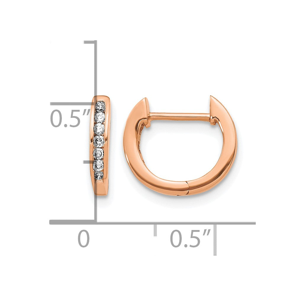 14k Rose Gold 1/8 Ct. Lab Grown Diamond VS/SI+ G+ Hinged Hoop Earrings