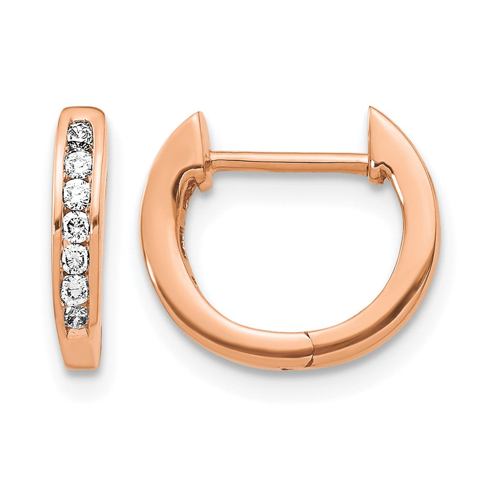14k Rose Gold 1/8 Ct. Lab Grown Diamond VS/SI+ G+ Hinged Hoop Earrings