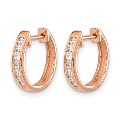 10K Rose Gold Diamond Hinged Hoop Earrings