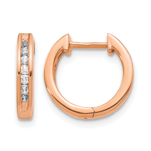 10K Rose Gold Diamond Hinged Hoop Earrings