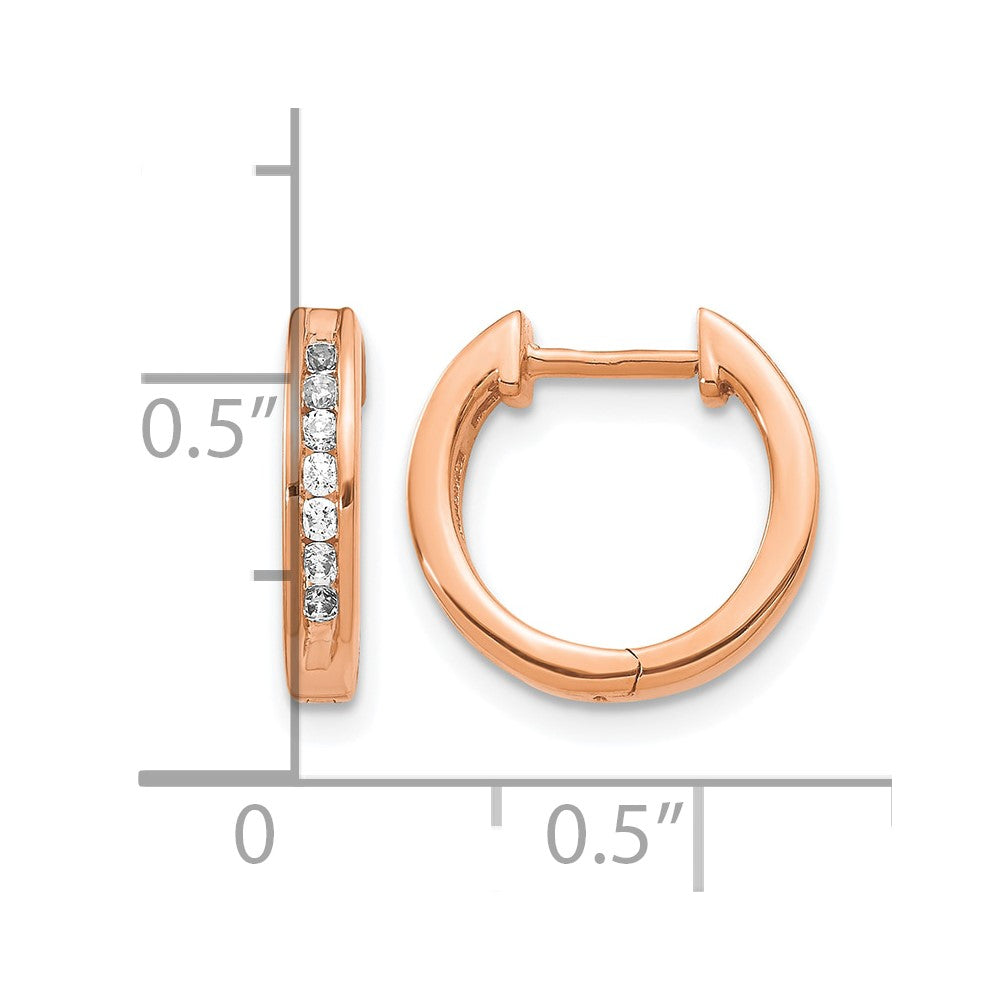 14k Rose Gold 1/4 Ct. Lab Grown Diamond VS/SI+ G+ Hinged Hoop Earrings