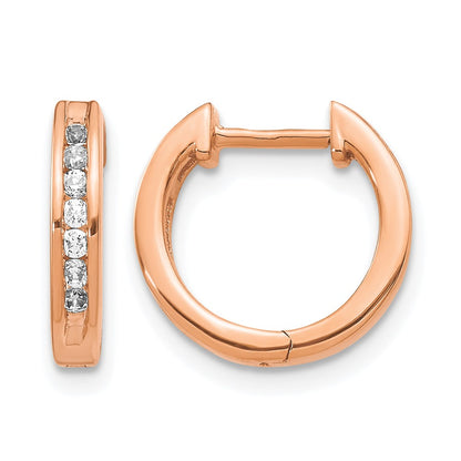 14k Rose Gold 1/4 Ct. Lab Grown Diamond VS/SI+ G+ Hinged Hoop Earrings