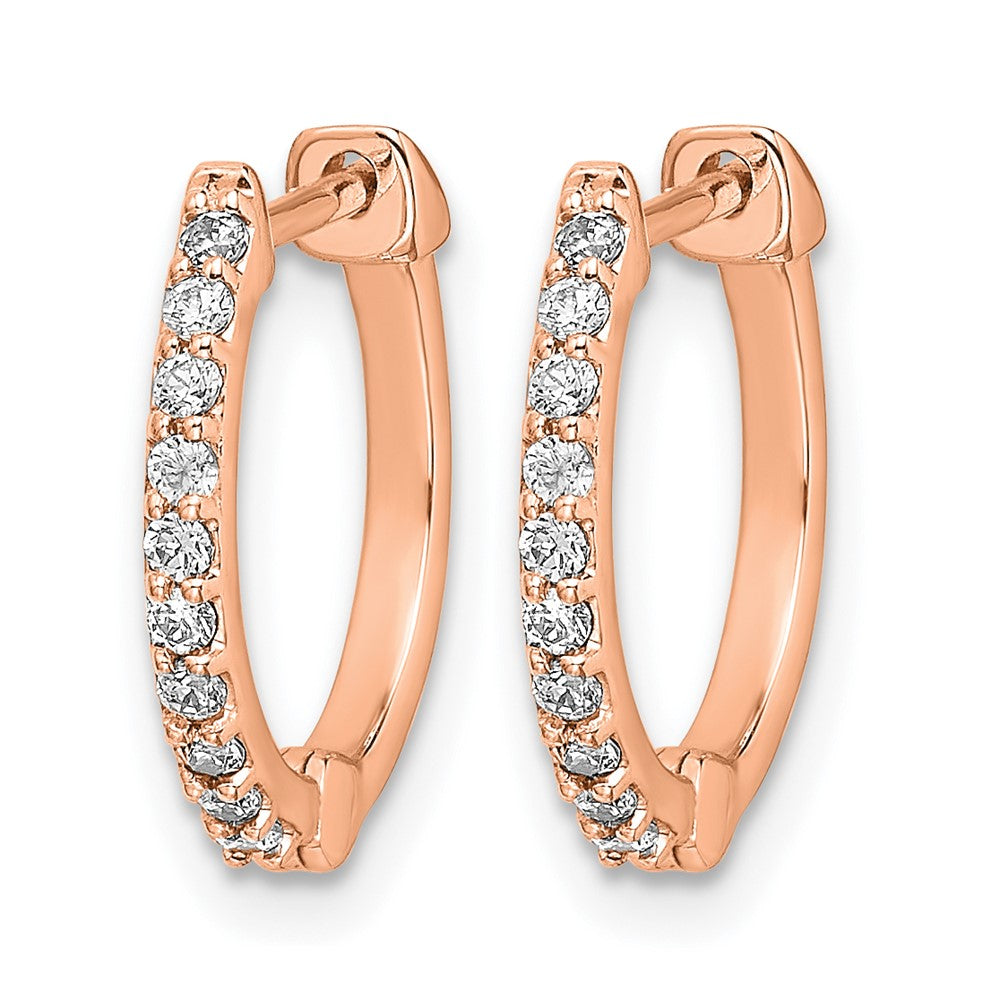 14k Rose Gold 1/5 Ct. Lab Grown Diamond VS/SI+ G+ Hinged Hoop Earrings