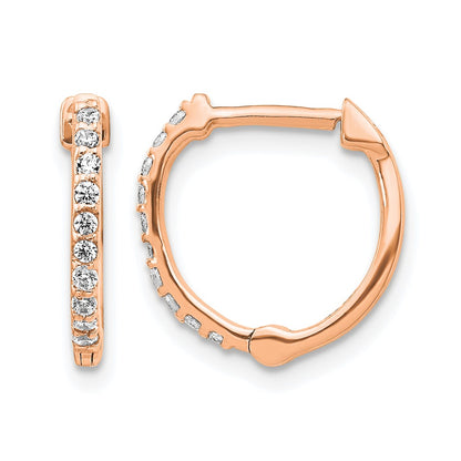 14k Rose Gold 1/5 Ct. Lab Grown Diamond VS/SI+ G+ Hinged Hoop Earrings