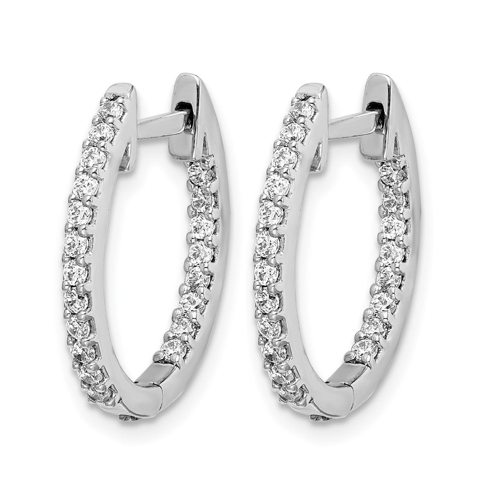 14k White Gold 1/2 Ct. Lab Grown Diamond VS/SI+ G+ In and Out Hinged Hoop Earrings